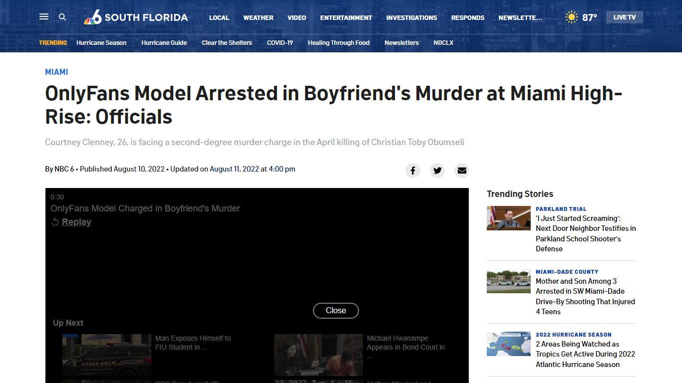 OnlyFans Model Arrested in Boyfriend's Murder at Miami High-Rise: Officials